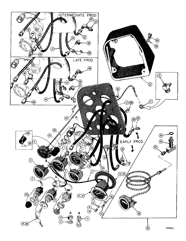Схема запчастей Case 1000D - (090) - INSTRUMENT PANEL, EARLY PRODUCTION, INTERMEDIATE PRODUCTION (06) - ELECTRICAL SYSTEMS
