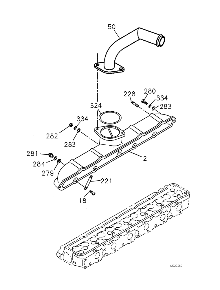 Схема запчастей Case CX460 - (02-10) - INTAKE PIPE (02) - ENGINE