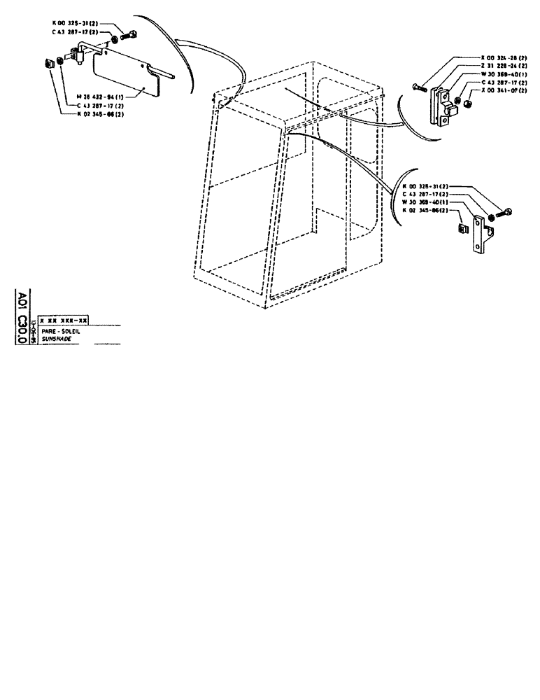Схема запчастей Case 90BCL - (015) - SUNSHADE (05) - UPPERSTRUCTURE CHASSIS