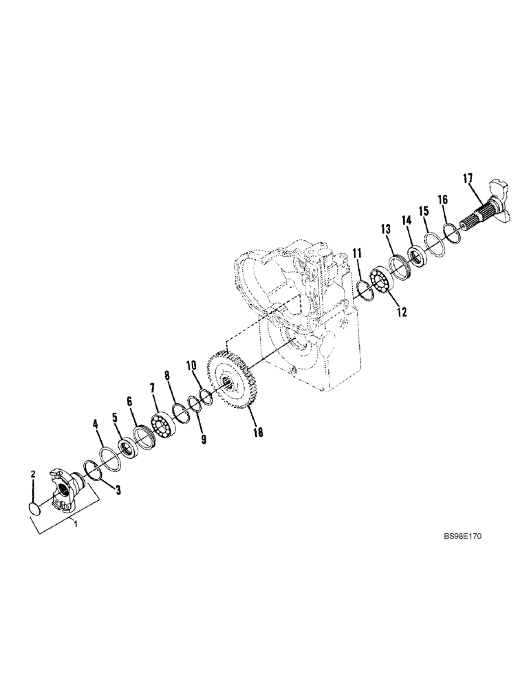 Схема запчастей Case 686G - (6-44) - TRANSMISSION, OUTPUT GEAR AND FLANGES (06) - POWER TRAIN