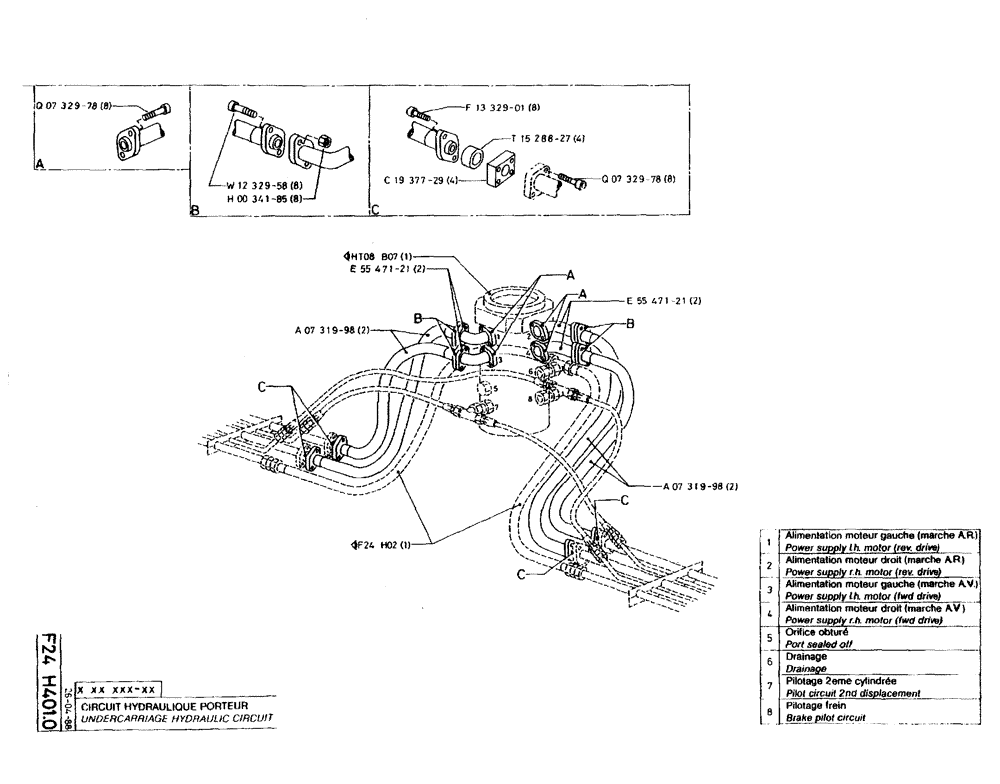 Схема запчастей Case 220B - (F24 H401.0) - UNDERCARRIAGE HYDRAULIC CIRCUIT (07) - HYDRAULIC SYSTEM