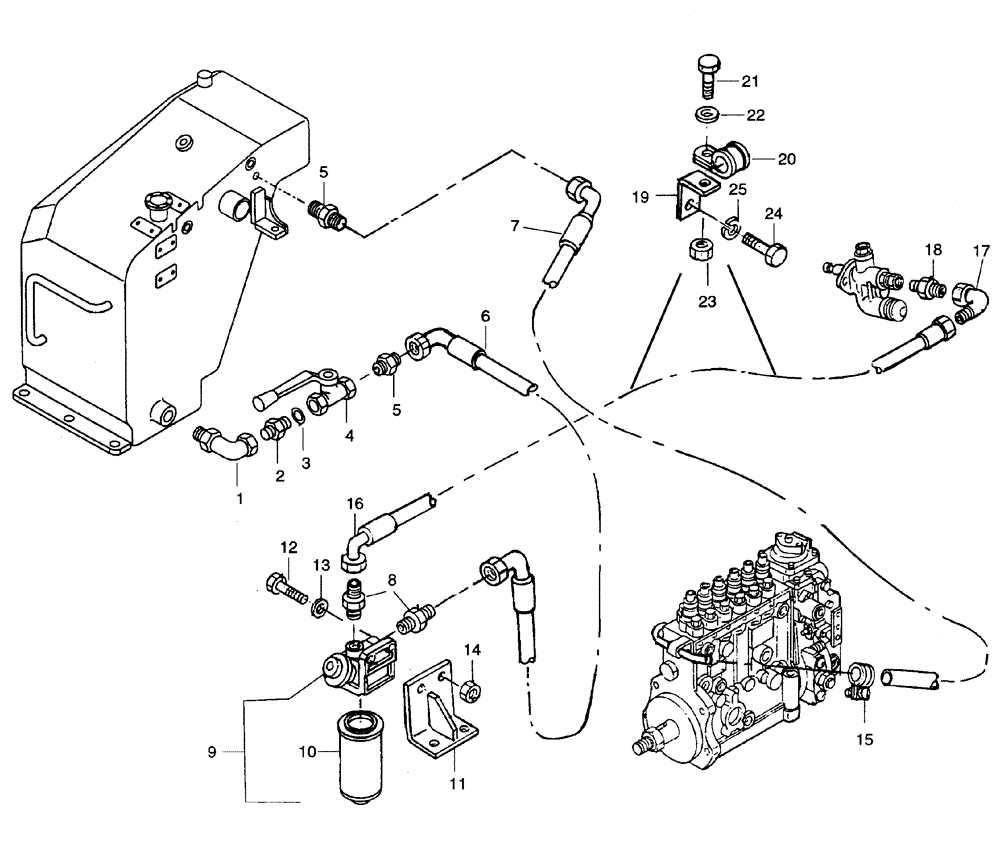 Схема запчастей Case 325 - (0.510/1[02A]) - FUEL TANK - PIPING (01) - ENGINE