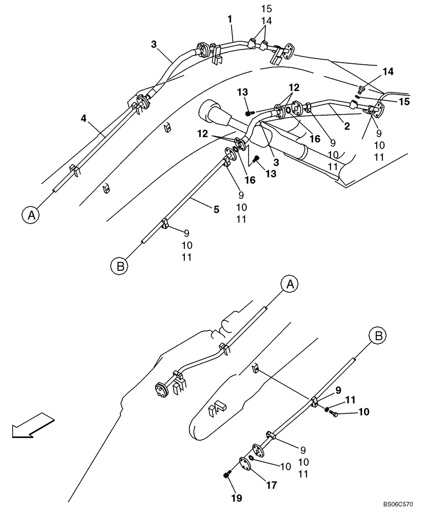 Схема запчастей Case CX330 - (08-050-00[01]) - HYDRAULICS, AUXILIARY - BOOM LINE (08) - HYDRAULICS