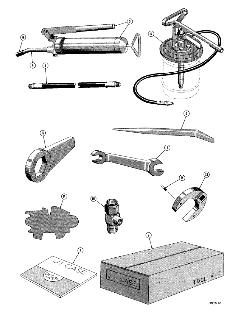 Схема запчастей Case 420C - (144) - TOOLS, GREASE GUN, AND DECALS (05) - UPPERSTRUCTURE CHASSIS