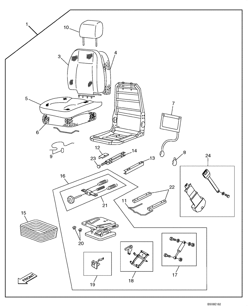 Схема запчастей Case CX700B - (09-26) - OPERATORS COMPARTMENT - SEAT MECHANICAL (09) - CHASSIS