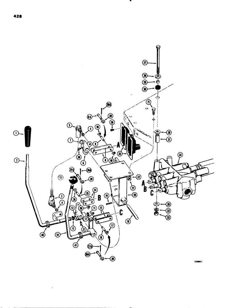 Схема запчастей Case 580C - (428) - LOADER CONTROLS (3 SPOOL) (09) - CHASSIS/ATTACHMENTS