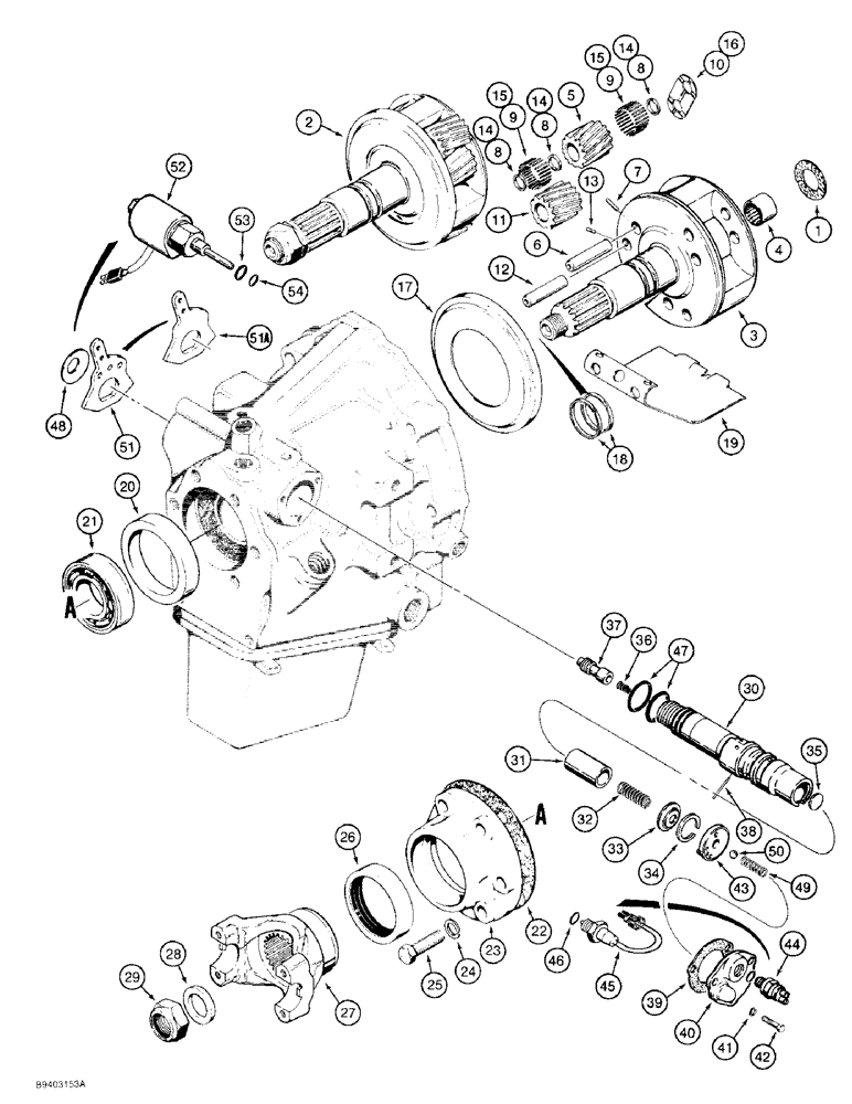 Схема запчастей Case 480F LL - (6-12) - POWER SHUTTLE, PINION CAGE, OUTPUT SHAFT AND CONTROL VALVE (06) - POWER TRAIN