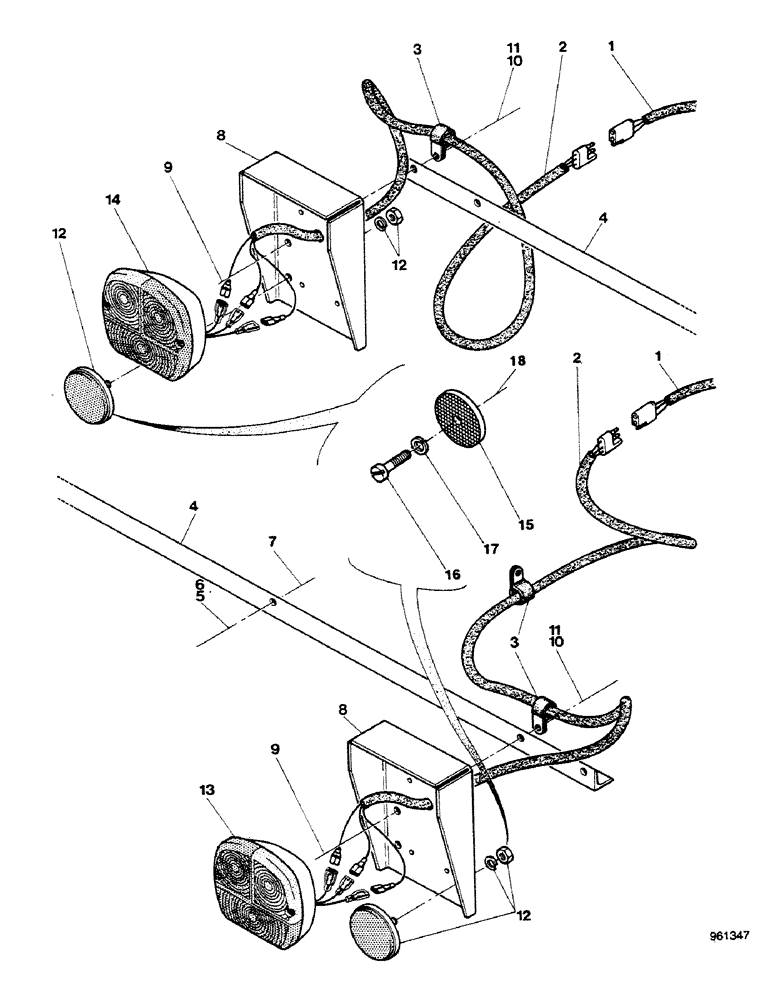 Схема запчастей Case 580G - (084) - REAR SIGNAL LAMPS - WITHOUT BACKHOE (04) - ELECTRICAL SYSTEMS