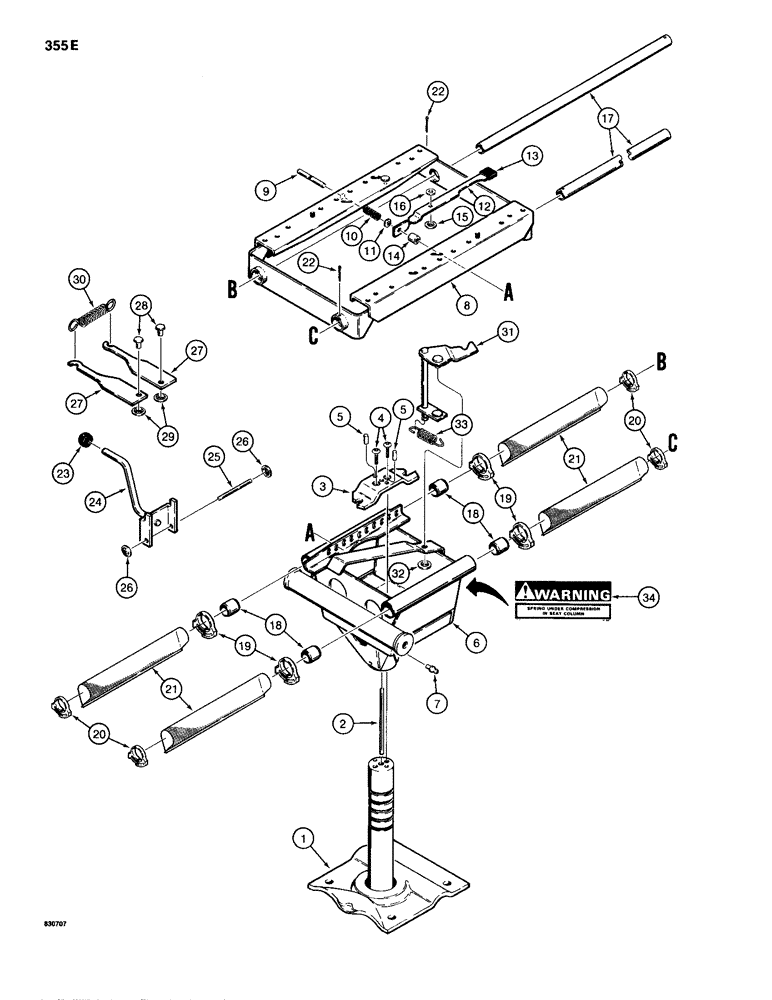 Схема запчастей Case 680H - (355E) - D123289 SUSPENSION SEAT SUPPORT (09) - CHASSIS/ATTACHMENTS
