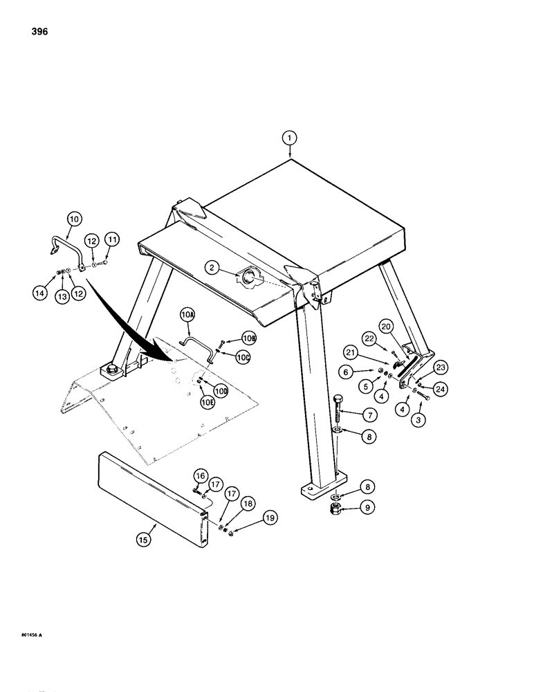 Схема запчастей Case 680H - (396) - ROPS CANOPY AND REAR CLOSURE PANEL (09) - CHASSIS/ATTACHMENTS