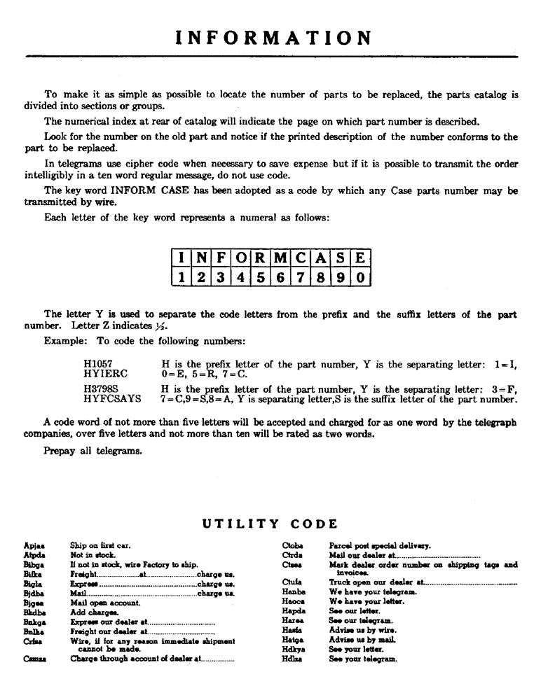 Схема запчастей Case 310 - (03) - INFORMATION 