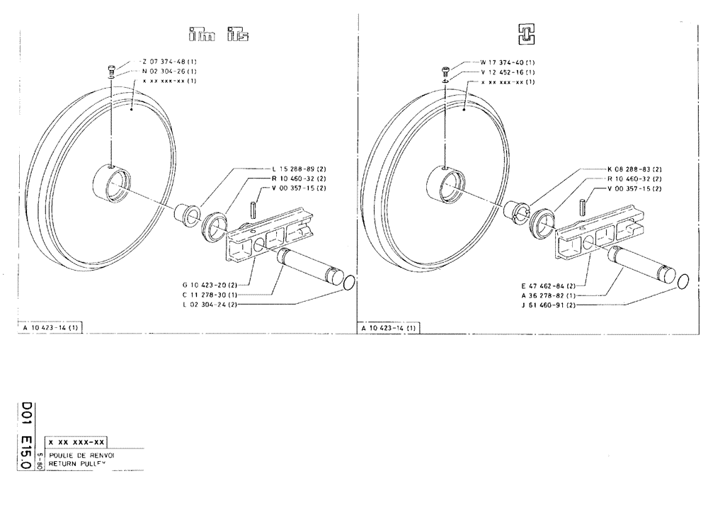 Схема запчастей Case 75C - (D01 E15.0) - RETURN PULLEY (04) - UNDERCARRIAGE