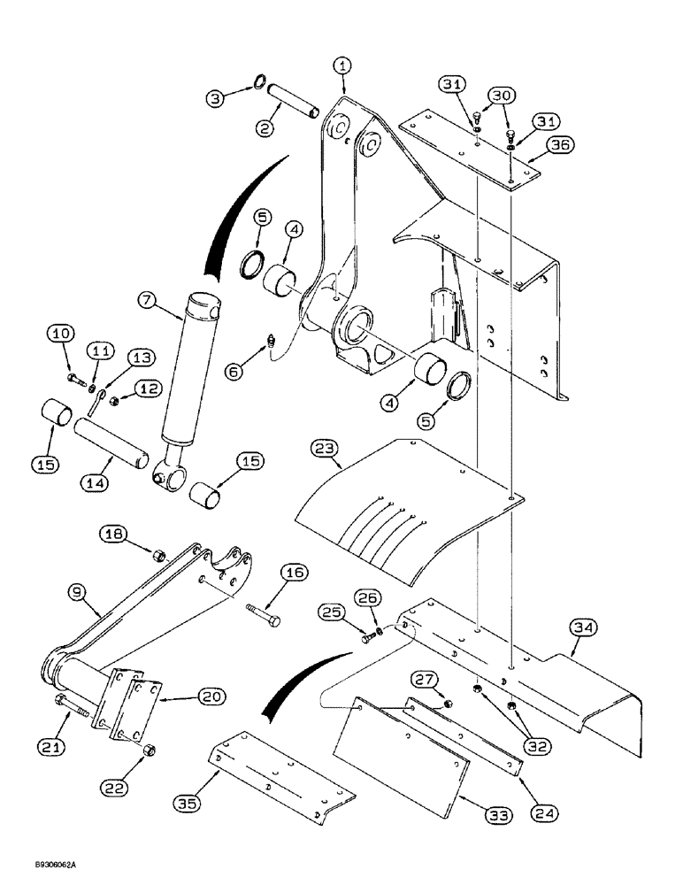 Схема запчастей Case 560 - (9-056) - TRENCHER FRAME AND MOUNTING, DIRECT DRIVE TRENCHER (09) - CHASSIS/ATTACHMENTS