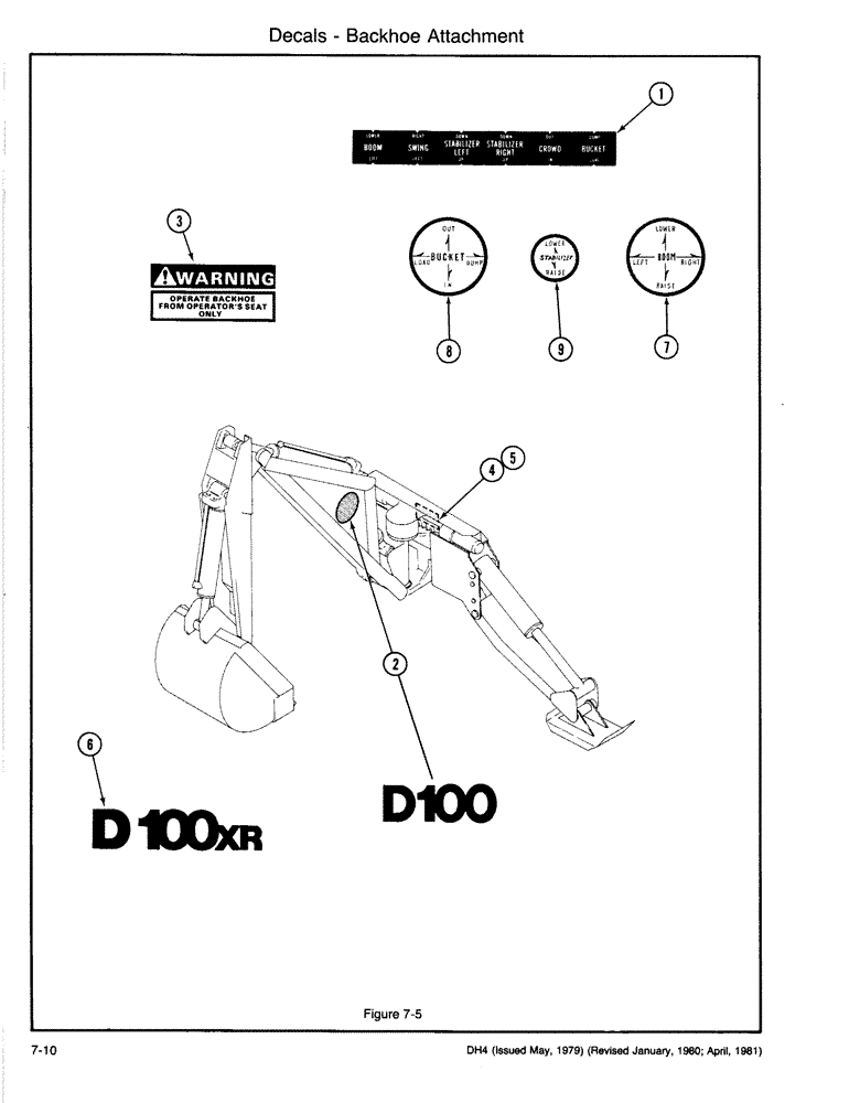 Схема запчастей Case DH4 - (7-10) - DECALS - BACKHOE ATTACHMENT (90) - PLATFORM, CAB, BODYWORK AND DECALS