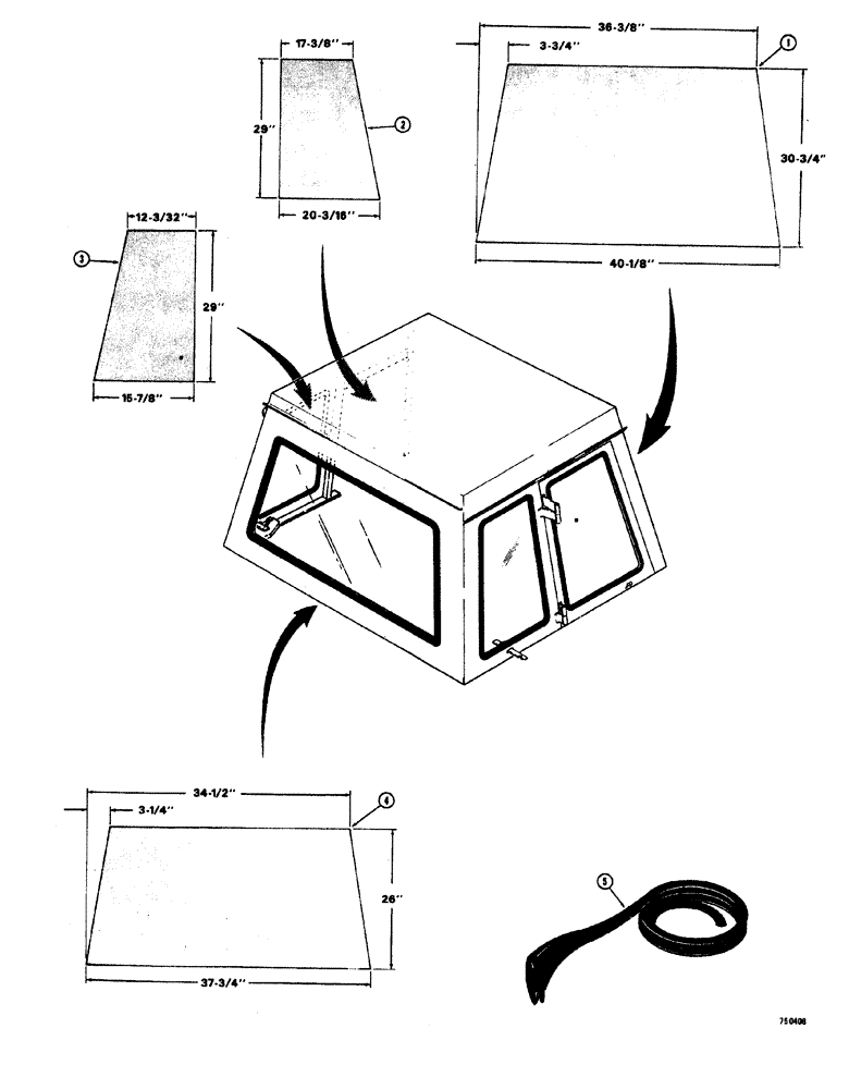 Схема запчастей Case W20 - (259C) - L57831 OPERATORS CAB GLASS AND MOULDINGS (09) - CHASSIS