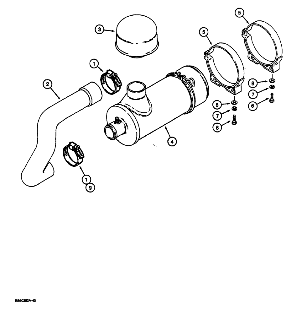 Схема запчастей Case CASE - (2-04) - AIR CLEANER AND AIR INTAKE (02) - ENGINE