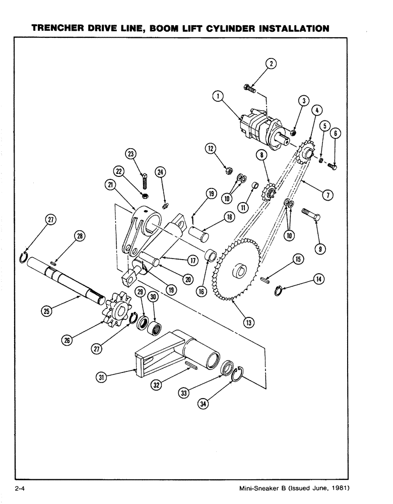 Схема запчастей Case CASE - (2-04) - TRENCHER DRIVE LINE, BOOM LIFT CYLINDER INSTALLATION (08) - HYDRAULICS