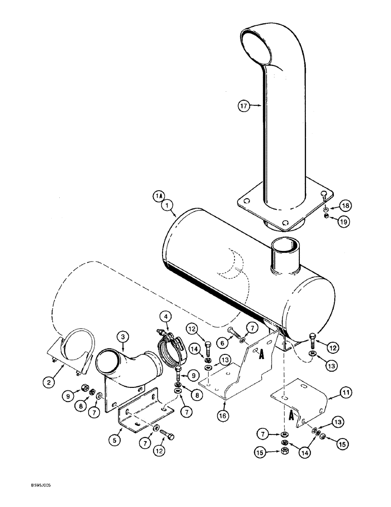 Схема запчастей Case 821B - (2-15A) - MUFFLER AND EXHAUST SYSTEM, P.I.N. JEE0050601 AND AFTER (02) - ENGINE