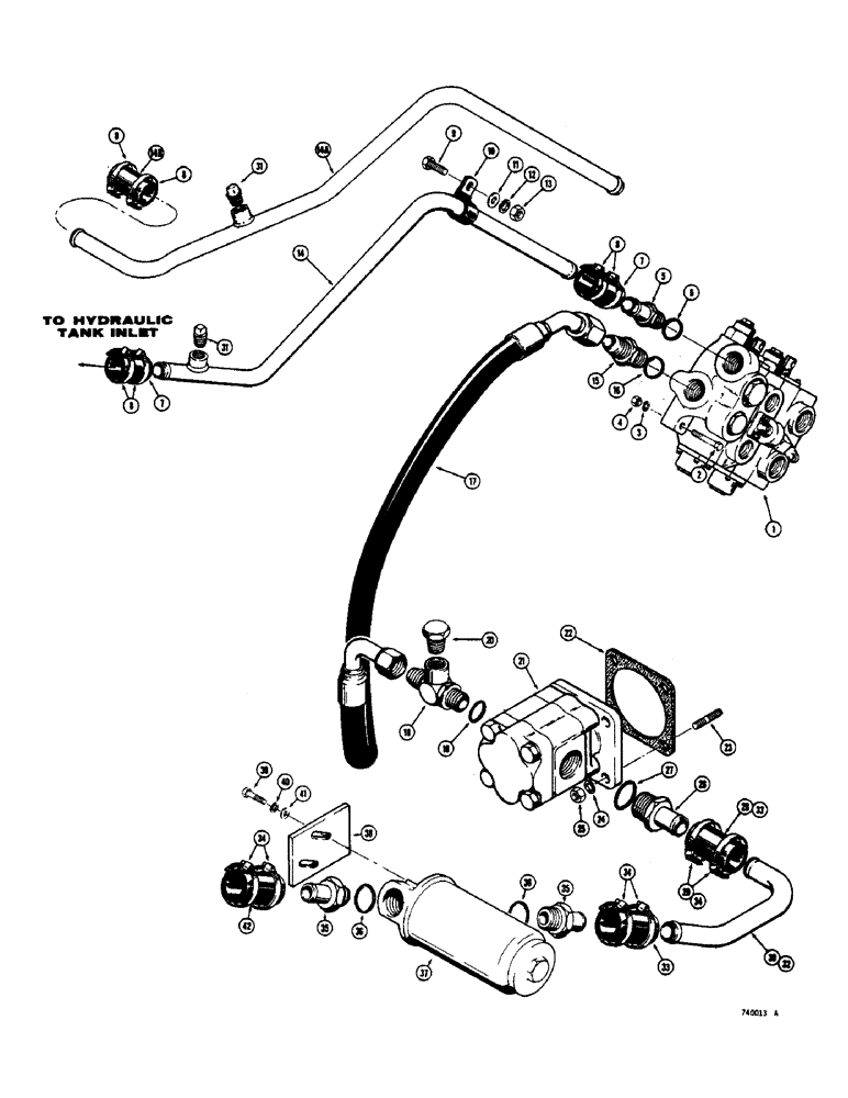Схема запчастей Case 600 - (200) - PRIMARY HYDRAULICS, UNITS WITHOUT SUCTION LINE FILTER (07) - HYDRAULIC SYSTEM