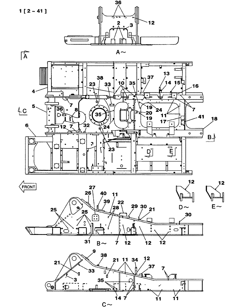 Схема запчастей Case CX350 - (09-005-00[01]) - UPPERSTRUCTURE CHASSIS (09) - CHASSIS