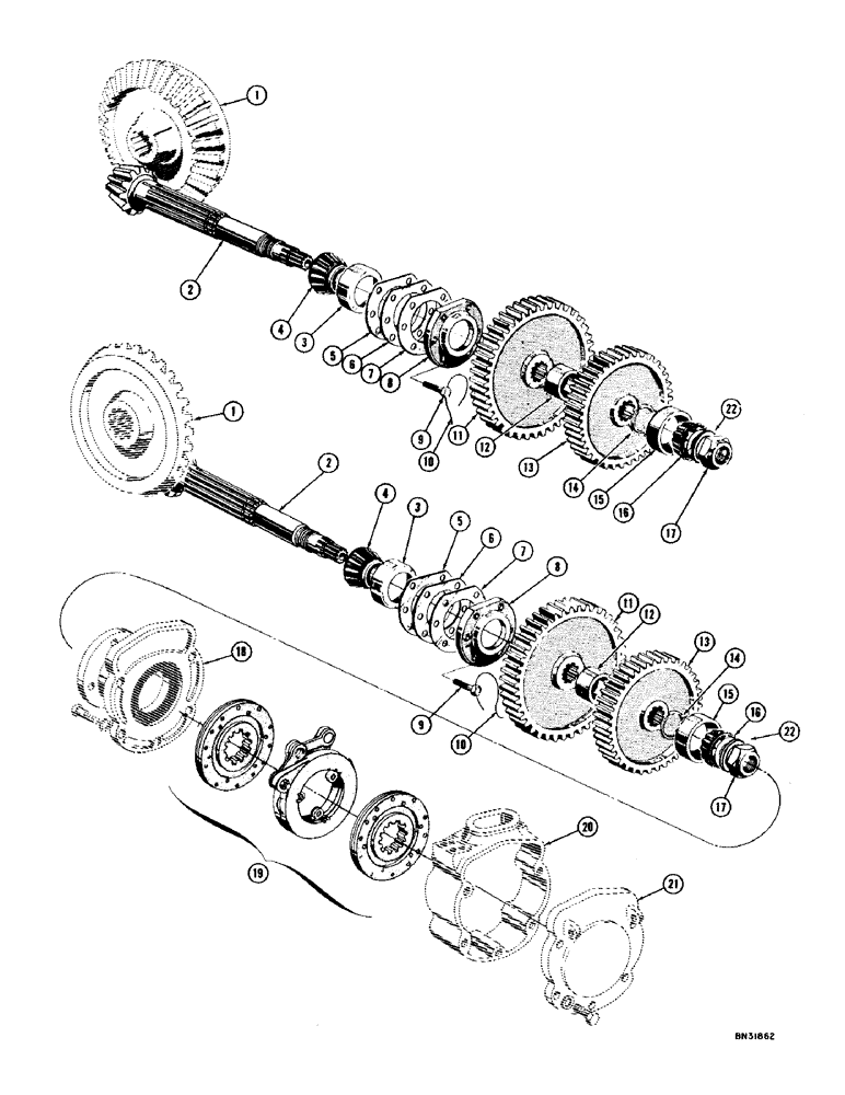 Схема запчастей Case 1000D - (118) - BRAKE SHAFT PARTS (04) - UNDERCARRIAGE