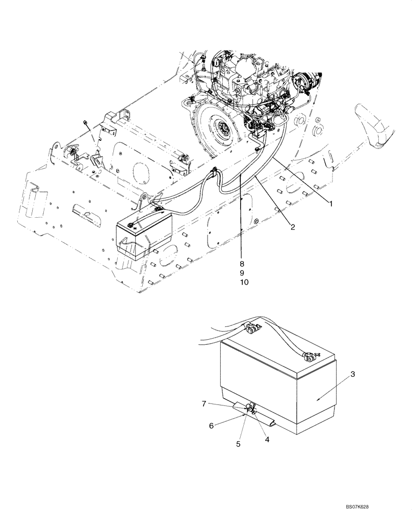Схема запчастей Case 445CT - (04-05) - BATTERY - CABLES (04) - ELECTRICAL SYSTEMS