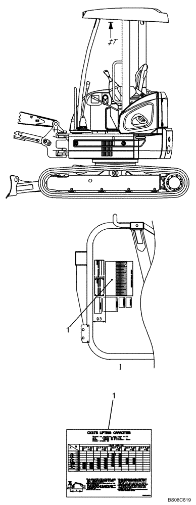 Схема запчастей Case CX27B PV13 - (06-022[00]) - NAME PLATE INSTALLATION (STD ARM FOR CANOPY) (PV22T00109F1) NAME-PLATE
