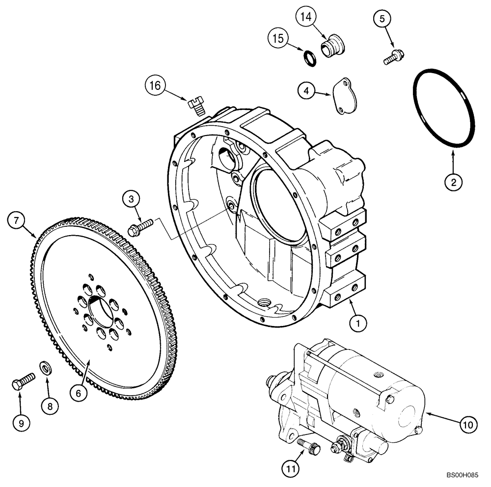 Схема запчастей Case CX330 - (02-21) - FLYWHEEL AND HOUSING (02) - ENGINE