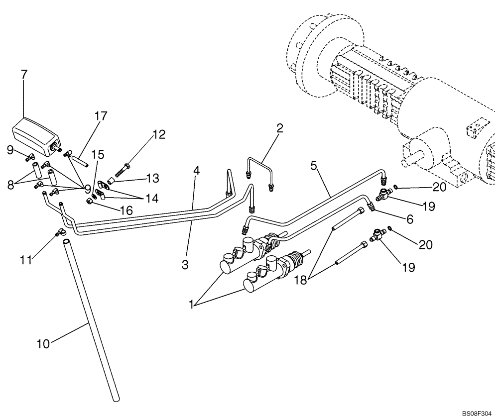 Схема запчастей Case 588G - (07-08) - HYDRAULICS - BRAKES, MASTER (07) - BRAKES