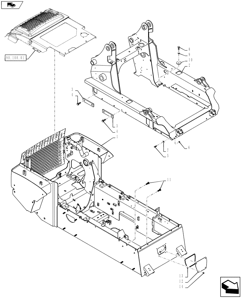 Схема запчастей Case SV300 - (90.100.AG) - CHASSIS HOODS AND COVERS (SV250,SV300) (90) - PLATFORM, CAB, BODYWORK AND DECALS