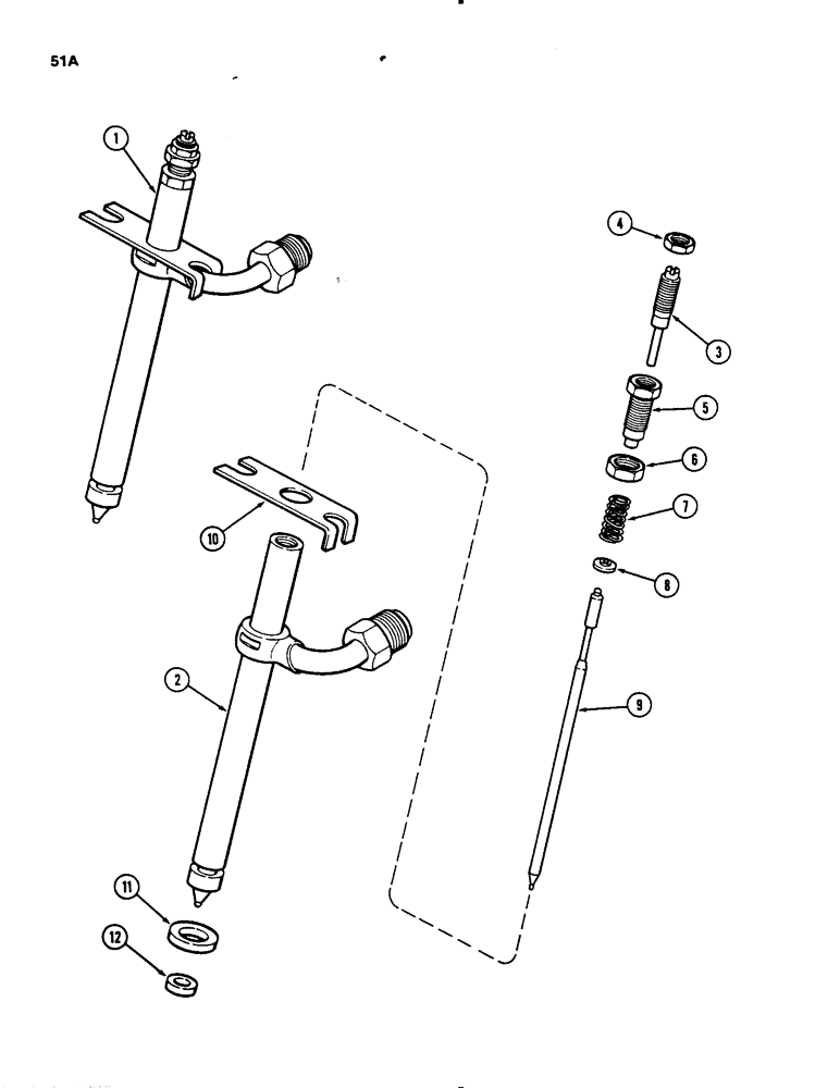 Схема запчастей Case 450B - (051A) - INJECTOR NOZZLES, 207 NATURALLY ASPIRATED DIESEL ENGINE (02) - FUEL SYSTEM