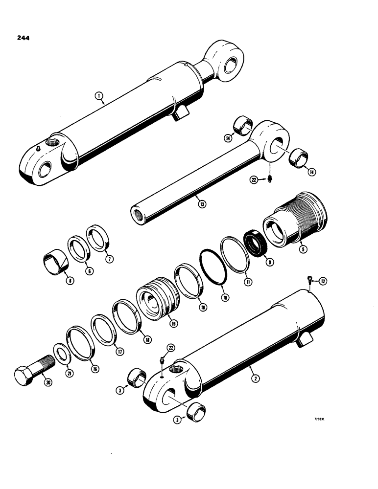 Схема запчастей Case 35 - (244) - G101190 AND G101191 LOADER CLAM CYLINDERS, WITH ONE PIECE PISTON 
