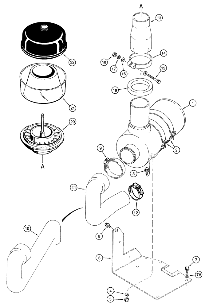 Схема запчастей Case 850E - (2-50) - AIR CLEANER MOUNTING AND INTAKE PARTS (02) - ENGINE