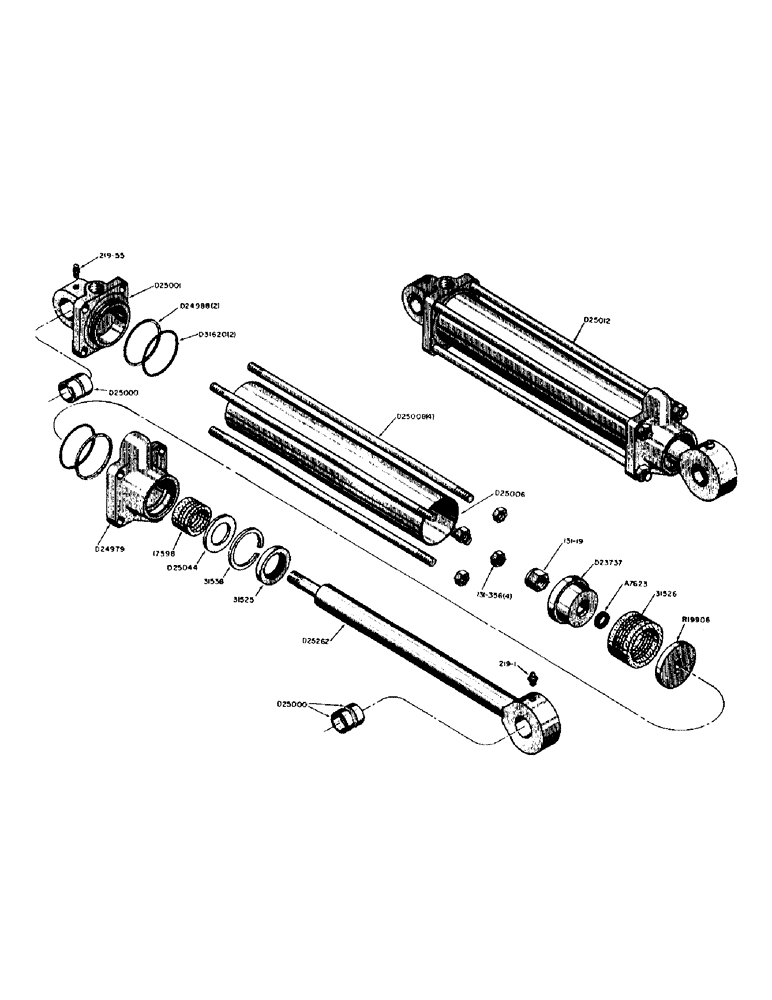 Схема запчастей Case 31 - (100) - D25012 HYDRAULIC CROWD CYLINDER 