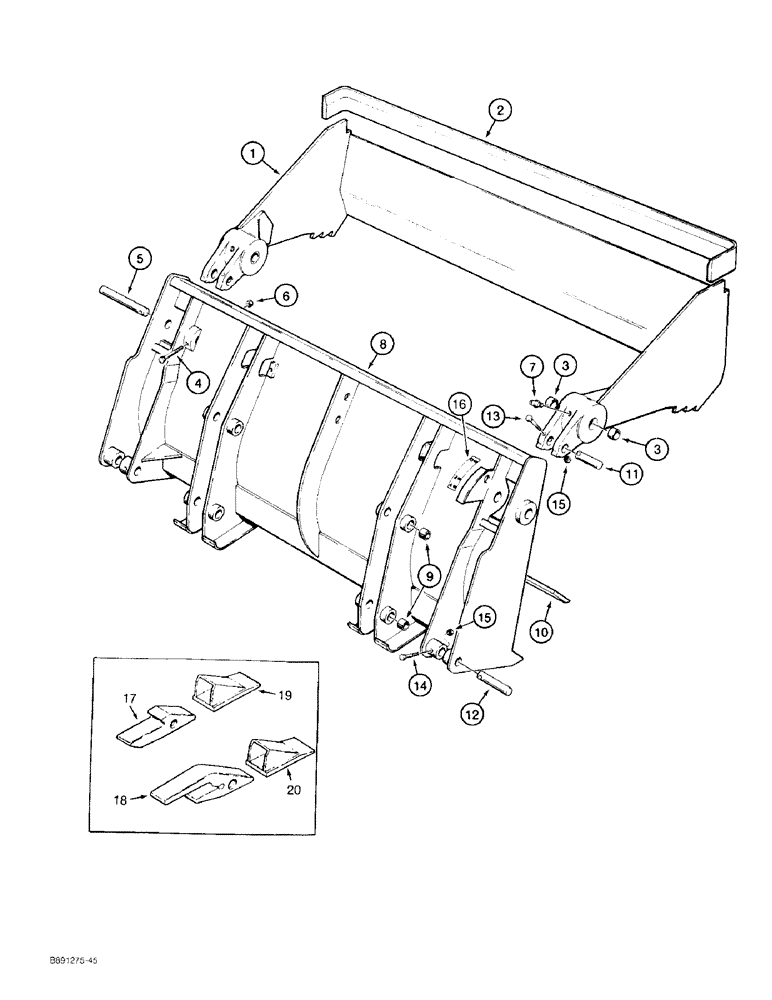 Схема запчастей Case 480F LL - (9-016) - LOADER CLAM BUCKET (09) - CHASSIS/ATTACHMENTS