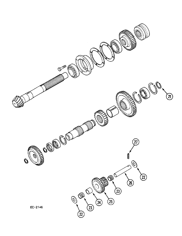 Схема запчастей Case 380B - (6-188) - RANGE TRANSMISSION, IN REAR FRAME (CONTD) (06) - POWER TRAIN
