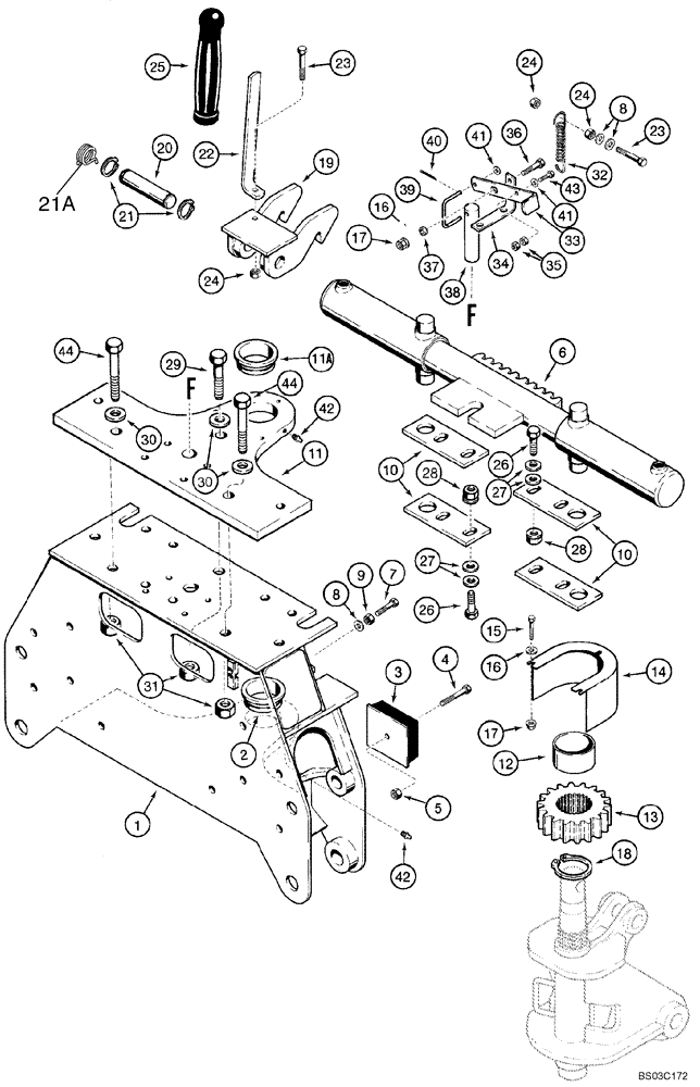 Схема запчастей Case 1845C - (09-79) - BACKHOE - BOOM LOCK AND SWING CYLINDER, D125 (NORTH AMERICA) (09) - CHASSIS/ATTACHMENTS