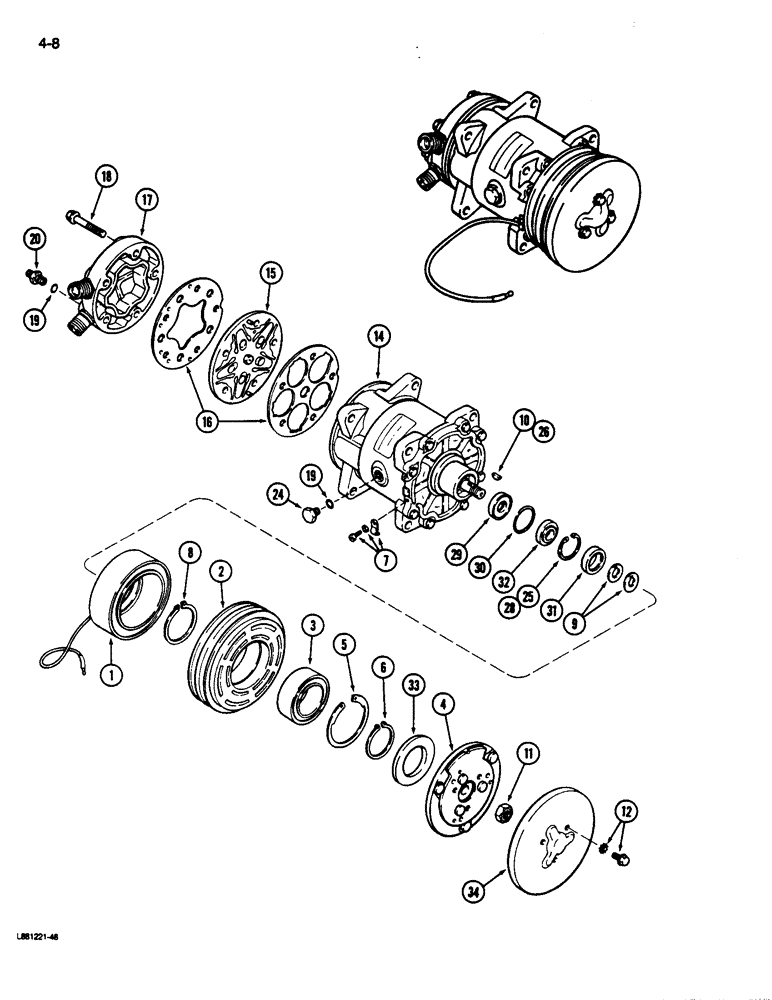 Схема запчастей Case 680L - (4-08) - AIR CONDITIONING, COMPRESSOR ASSEMBLY (04) - ELECTRICAL SYSTEMS