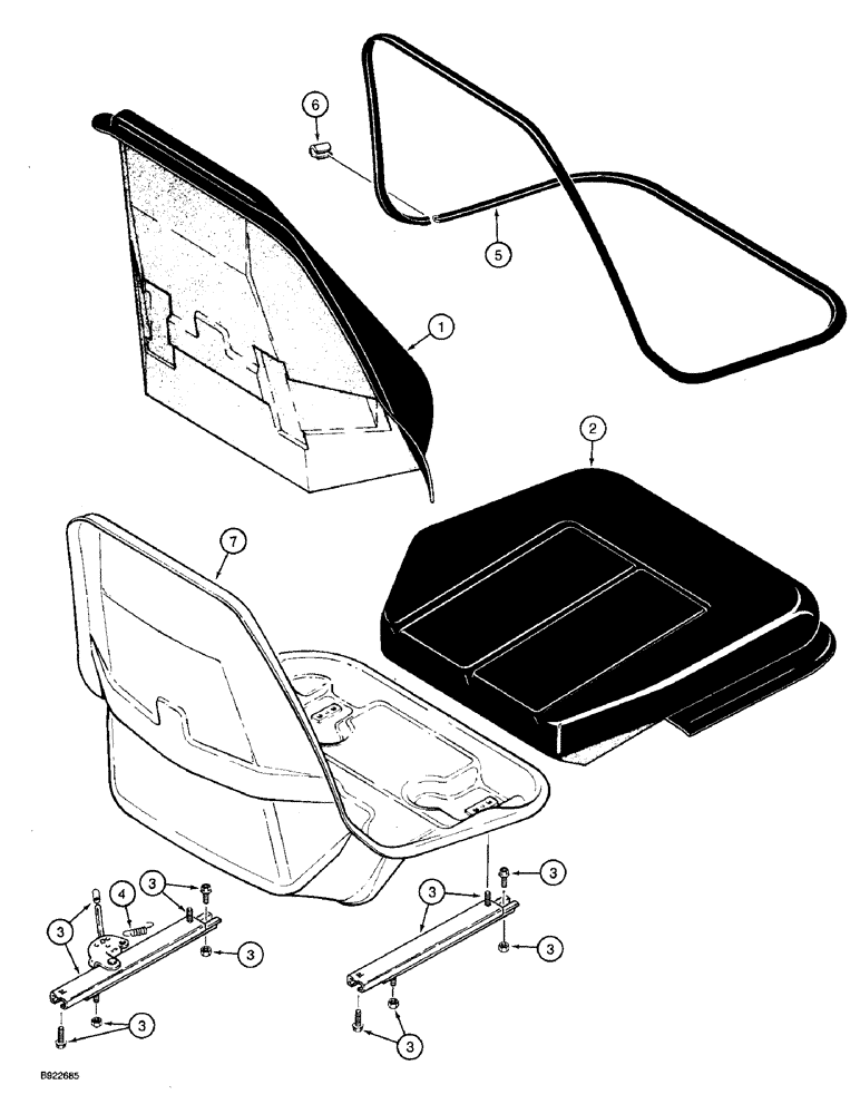 Схема запчастей Case 590 - (9-103C) - STANDARD SEAT ASSEMBLY (09) - CHASSIS/ATTACHMENTS