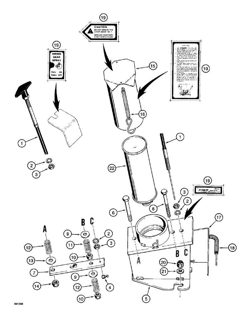 Схема запчастей Case 1187 - (297A) - SWING GEAR SPRAY LUBRICATOR (04) - UNDERCARRIAGE