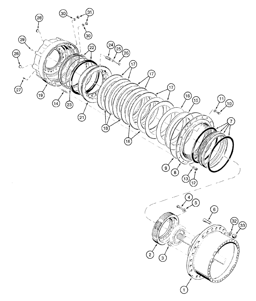 Схема запчастей Case 921B - (7-004) - FRONT AND REAR AXLE HUB AND DISC BRAKES (07) - BRAKES
