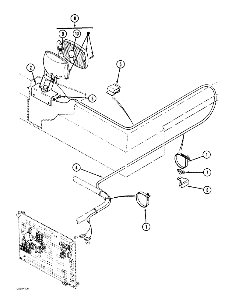 Схема запчастей Case 688BCK - (4-48) - ENGINE COMPARTMENT LIGHT, 688B CK (120301-) (06) - ELECTRICAL SYSTEMS