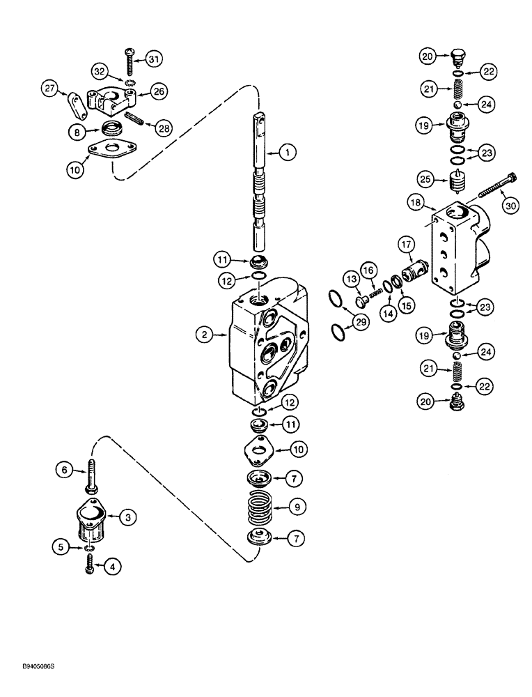 Схема запчастей Case 760 - (08-058) - BACKHOE CONTROL VALE ASSEMBLY - H672270, STABILIZER SECTION MANUFACTURED BY KONTAK (35) - HYDRAULIC SYSTEMS