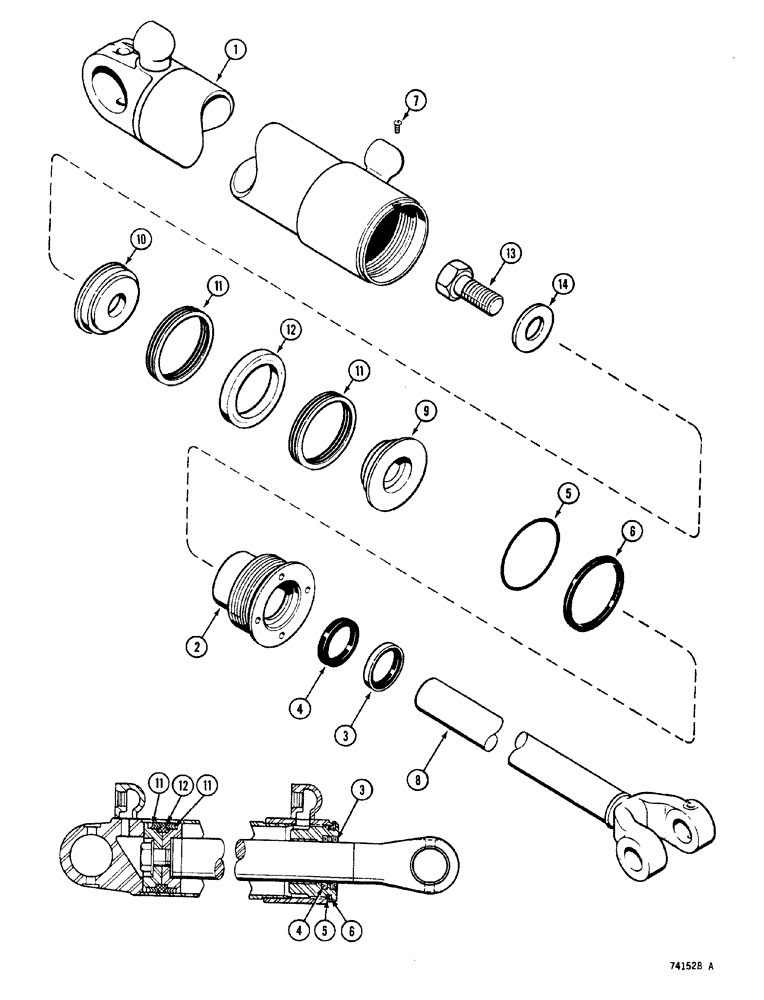 Схема запчастей Case W20 - (294) - G32769 AND G32770 LIFT CYLINDERS GLAND WITHOUT CENTER BEARING USED BEFORE TRACTOR S.N. 9115603 (08) - HYDRAULICS