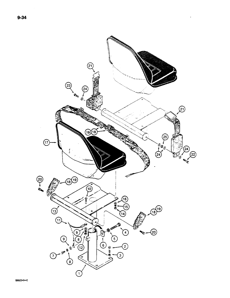 Схема запчастей Case W14C - (9-34) - SEAT AND MOUNTING PARTS, STANDARD SEAT (09) - CHASSIS/ATTACHMENTS