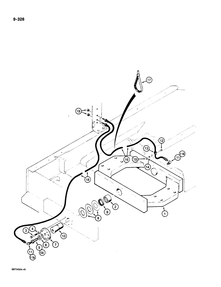 Схема запчастей Case W36 - (9-326) - TRUNNION AND LUBRICATION LINES (09) - CHASSIS/ATTACHMENTS