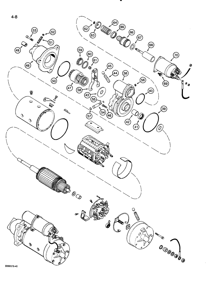 Схема запчастей Case 821 - (4-008) - STARTER ASSEMBLY (04) - ELECTRICAL SYSTEMS