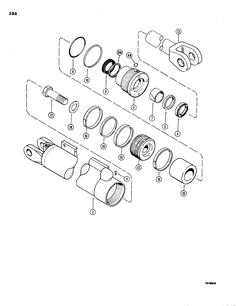 Схема запчастей Case 1150C - (288) - G101268 AND G101269 DOZER TILT CYLINDERS, ATP DOZER MODELS (08) - HYDRAULICS