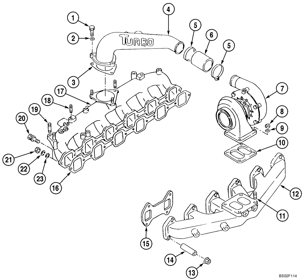 Схема запчастей Case CX210N - (02-10) - EXHAUST PIPE - INTAKE PIPE (02) - ENGINE