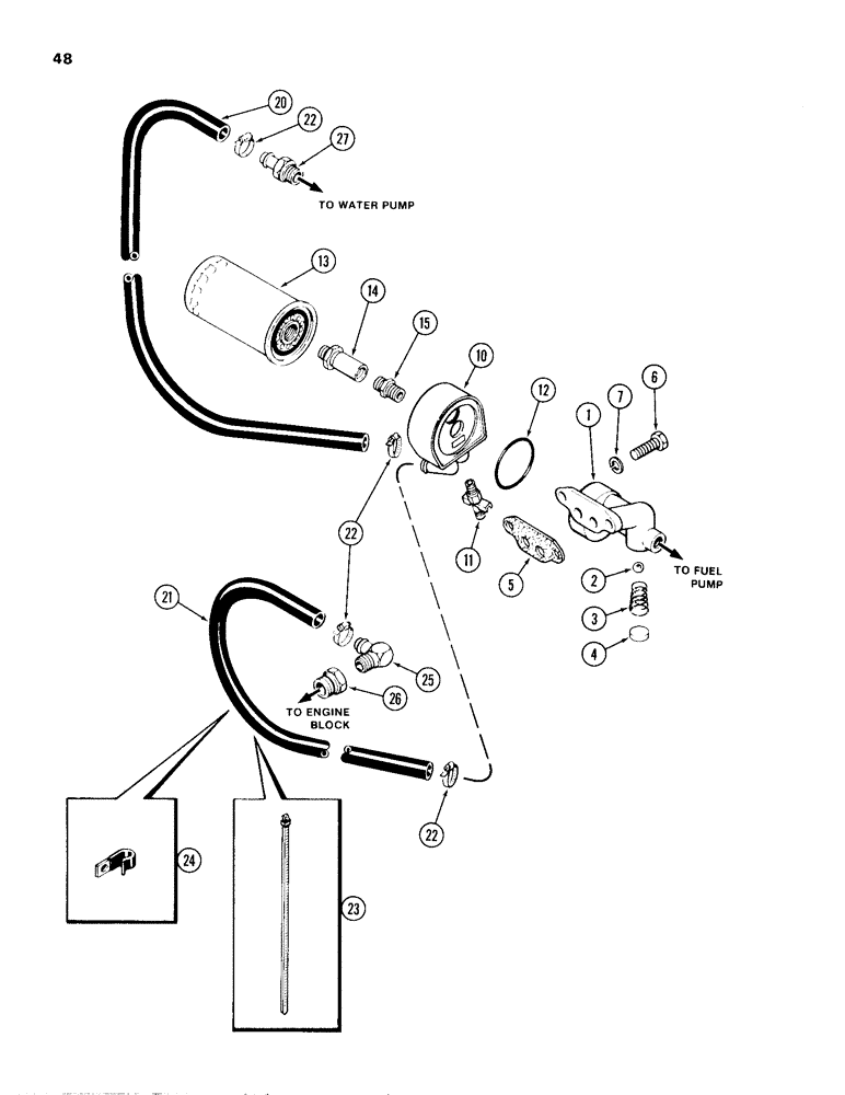 Схема запчастей Case 680H - (048) - OIL FILTER AND COOLER, 336BD DIESEL ENGINE (02) - ENGINE